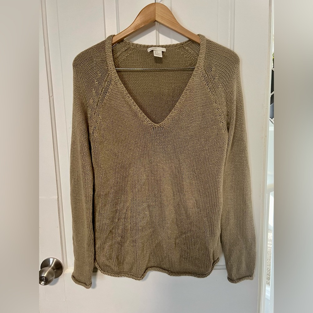 H&M Knitted Beige Deep V-Neck Sweater